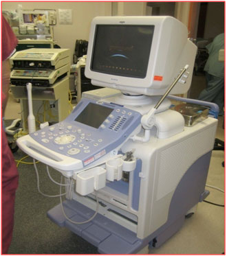 Ultrasound machine, used for thyroid cancer scans.